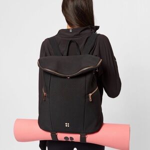 Sweaty Betty Black Neoprene Backpack – Rose Gold Hardware